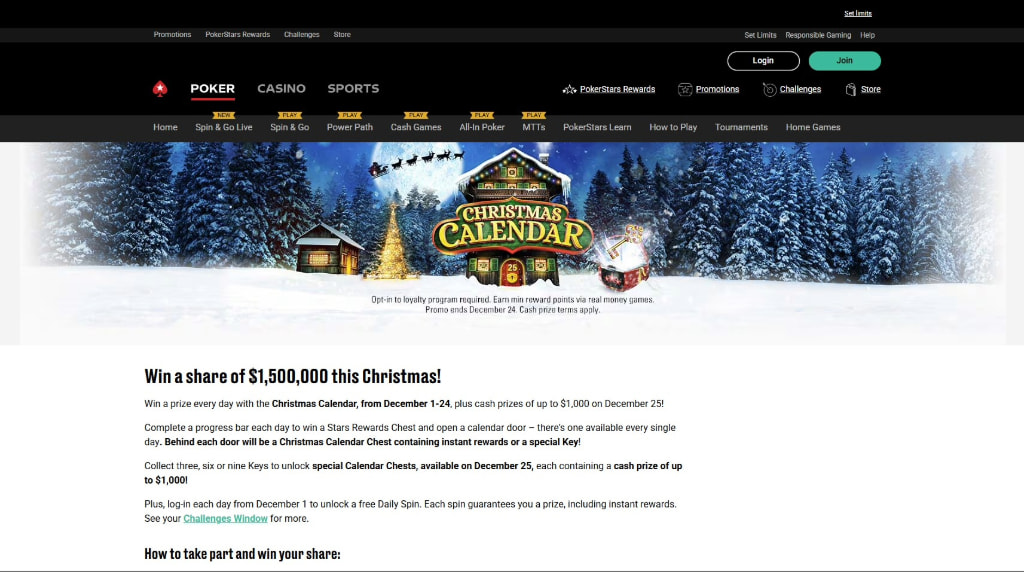 The PokerStars Casino Christmas Calendar for 2025