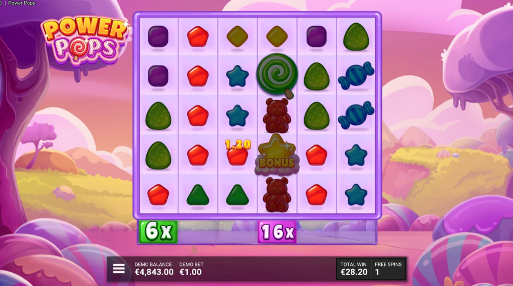 Screenshot from the Free Spins Round of Power Pops