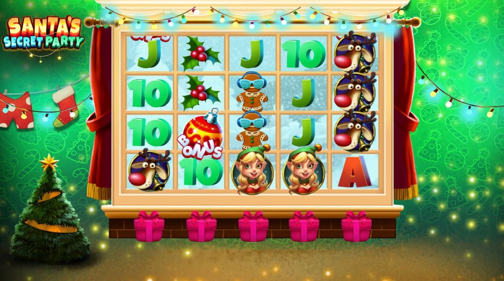 Screenshot from the new Santa's Secret Party Slot by TriggerButton