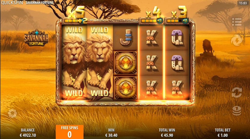 Screenshot from the Free Spins Round of Savannah Fortune