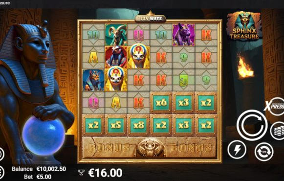 Screenshot from the New Sphinx Treasure Slot by AvatarUX