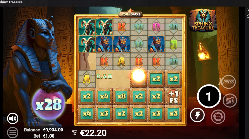 Screenshot from the Free Spins of Sphinx Treasure
