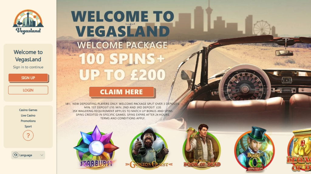 VegasLand's Multi-Part Casino Welcome Bonus