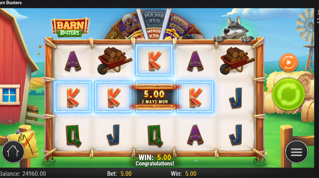 Screenshot from the New Barn Busters Slot by Play'n GO