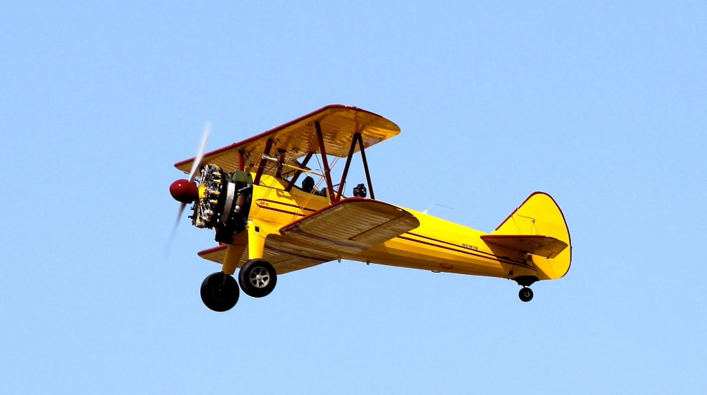 A Biplane in Flight