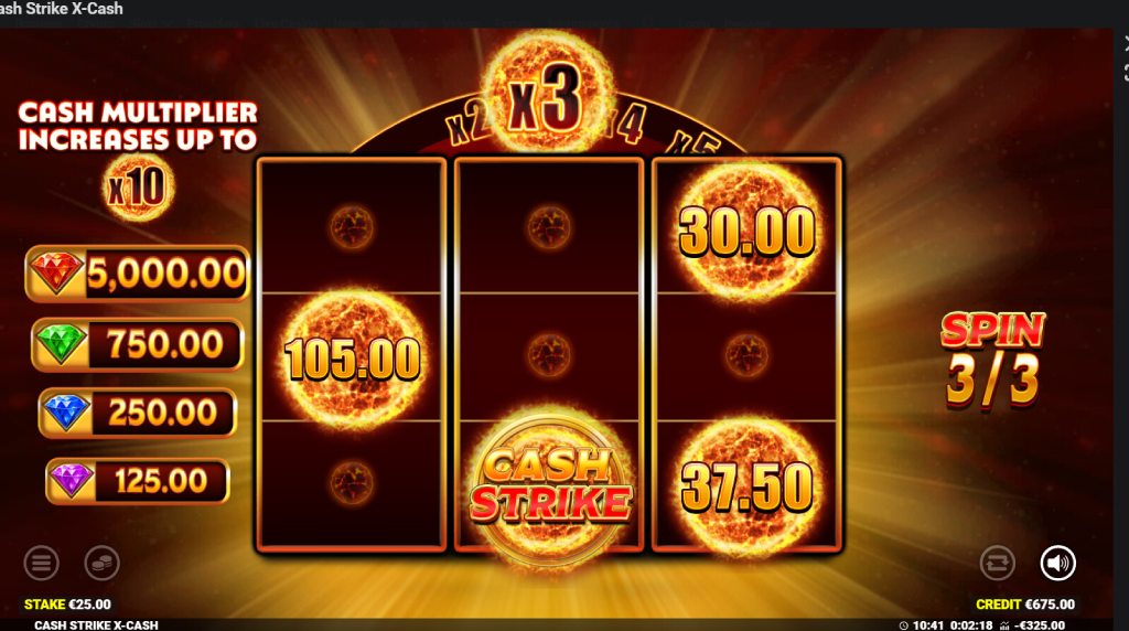 Screenshot from the Cash Strike Bonus of Cash Strike X-Cash