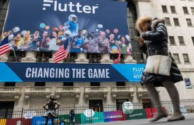 The New York Stock Exchange's Façade Displays a Huge Flutter Banner.