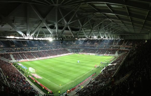 A Football Stadium That Typically Hosts Gambling Ads