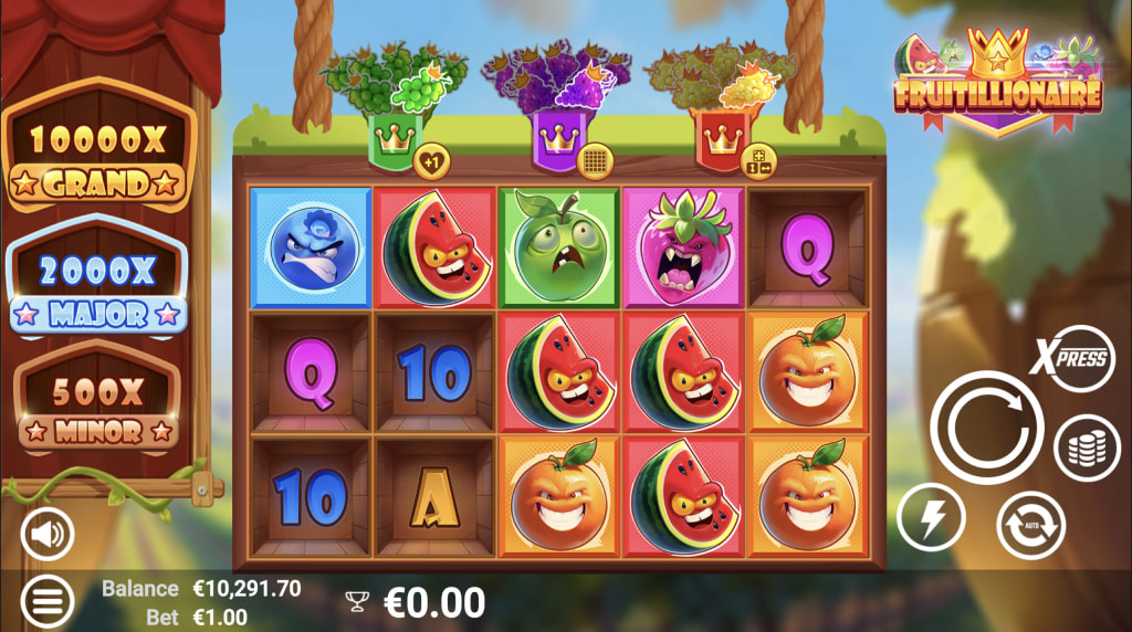 Skärmbild av det nya spelet Fruitillionaire från AvatarUX