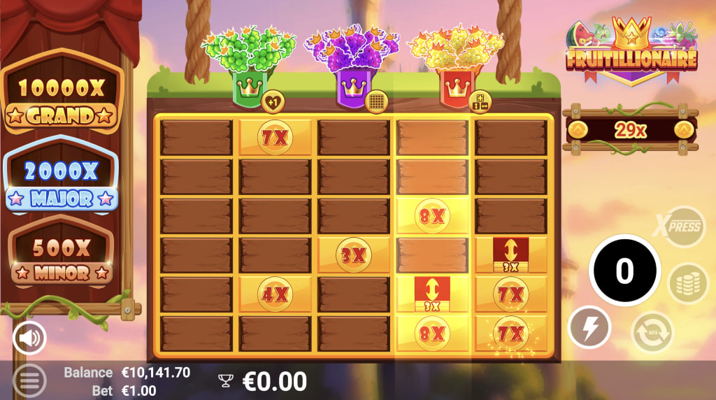Skärmbild av bonusspel i Fruitillionaire