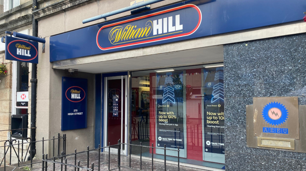 A William Hill Betting Shop in Bangor, Wales.