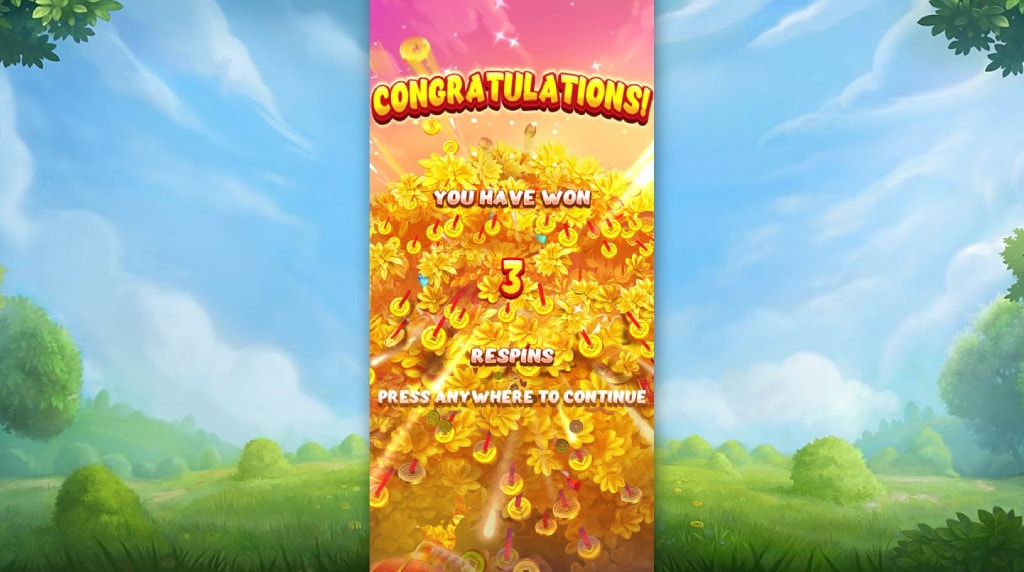 Screenshot from the Respins Feature of Lucky Fortune Tree