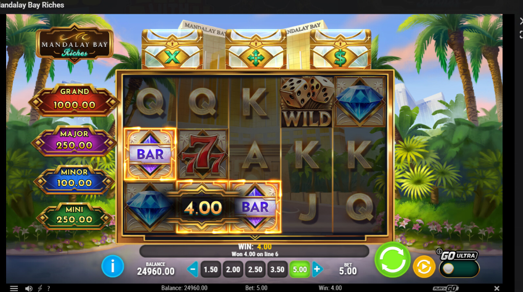 Screenshot from the New Mandalay Bay Riches Slot by Play'n GO