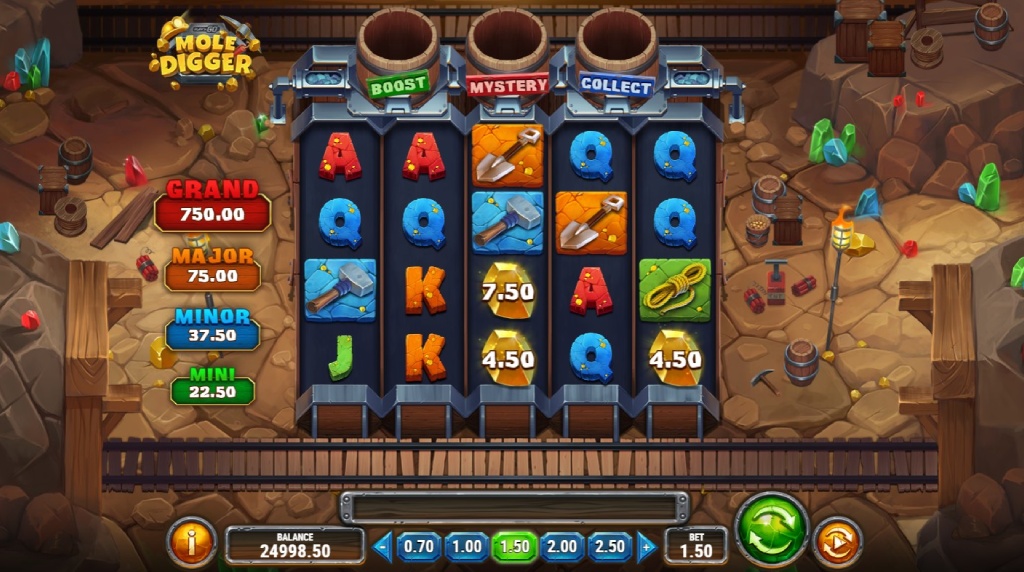 Screenshot from the New Mole Digger Slot by Play'n GO