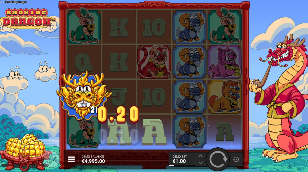 Screenshot from the New Smoking Dragon Slot by Hacksaw Gaming