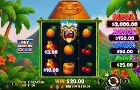 Screenshot from the New Super Tiki Strike Slot by Pragmatic Play