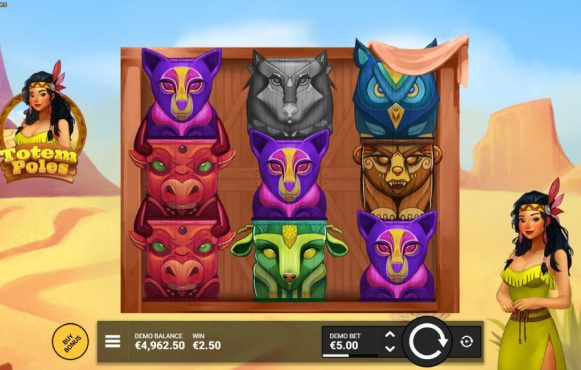 Screenshot from the New Totem Poles Slot by Kitsune Studios