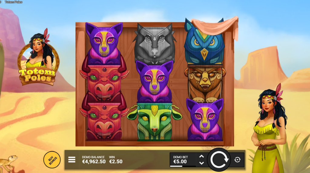 Screenshot from the New Totem Poles Slot by Kitsune Studios