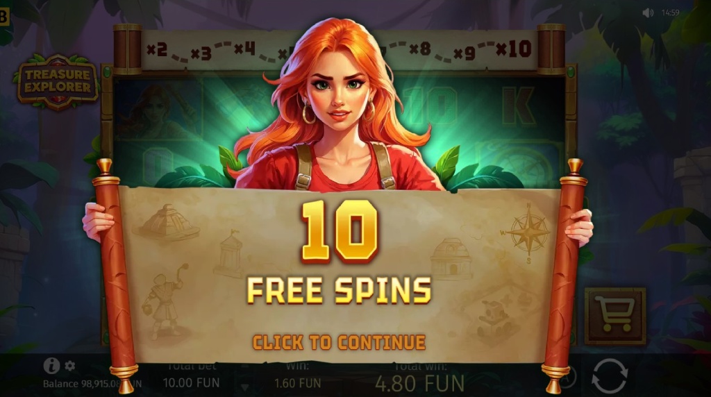 Screenshot from the Free Spins of Treasure Explorer