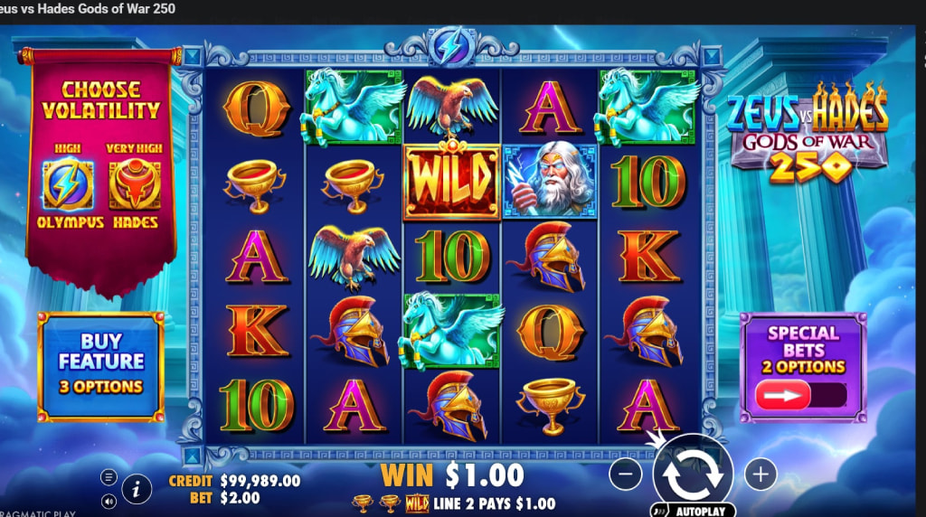 Screenshot from the New Zeus vs Hades Gods of War 250 Slot by Pragmatic Play