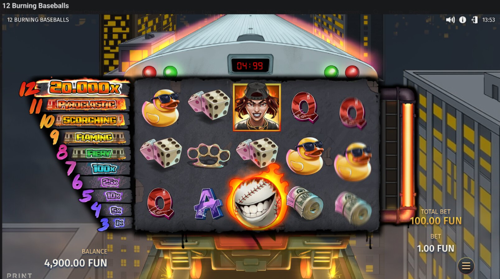 Screenshot from the Blazing Train Bonus Feature of 12 Burning Baseballs