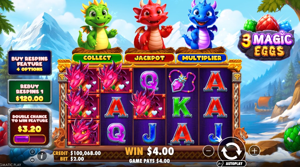 Screenshot from the New 3 Magic Eggs Slot by Pragmatic Play