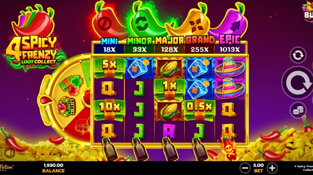 Screenshot from the New 4 Spicy Frenzy Slot by PearFiction Studios