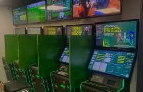 A Row of Betting Terminals Inside a Paddy Power Betting Shop