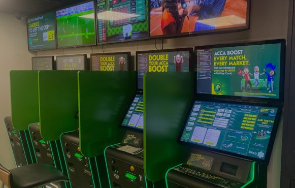 A Row of Betting Terminals Inside a Paddy Power Betting Shop