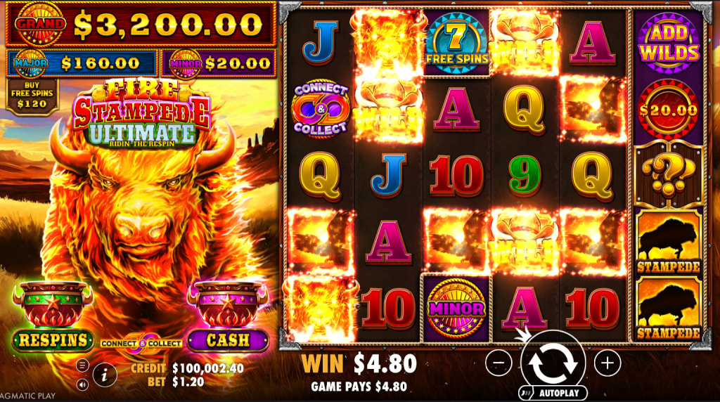 Screenshot from the New Fire Stampede Ultimate Slot by Pragmatic Play