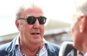 Jeremy Clarkson Seen Being Interviewed on the Starting Grid at the British Grand Prix.