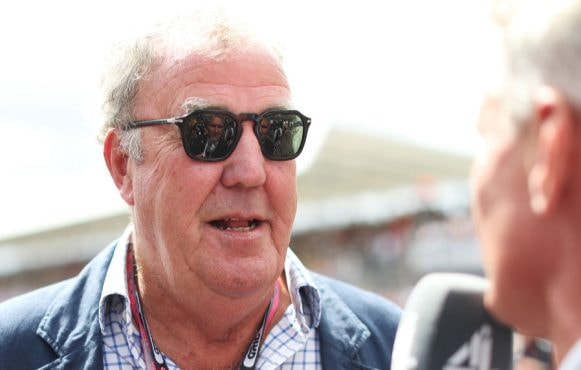 Jeremy Clarkson Seen Being Interviewed on the Starting Grid at the British Grand Prix.