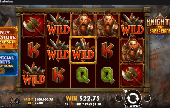 Screenshot from the New Knights vs Barbarians Slot by Pragmatic Play