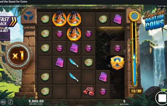 Screenshot from the New Lucy Luck and The Quest for Coins Slot by Slotmill