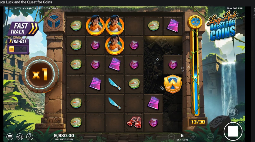 Screenshot from the New Lucy Luck and The Quest for Coins Slot by Slotmill
