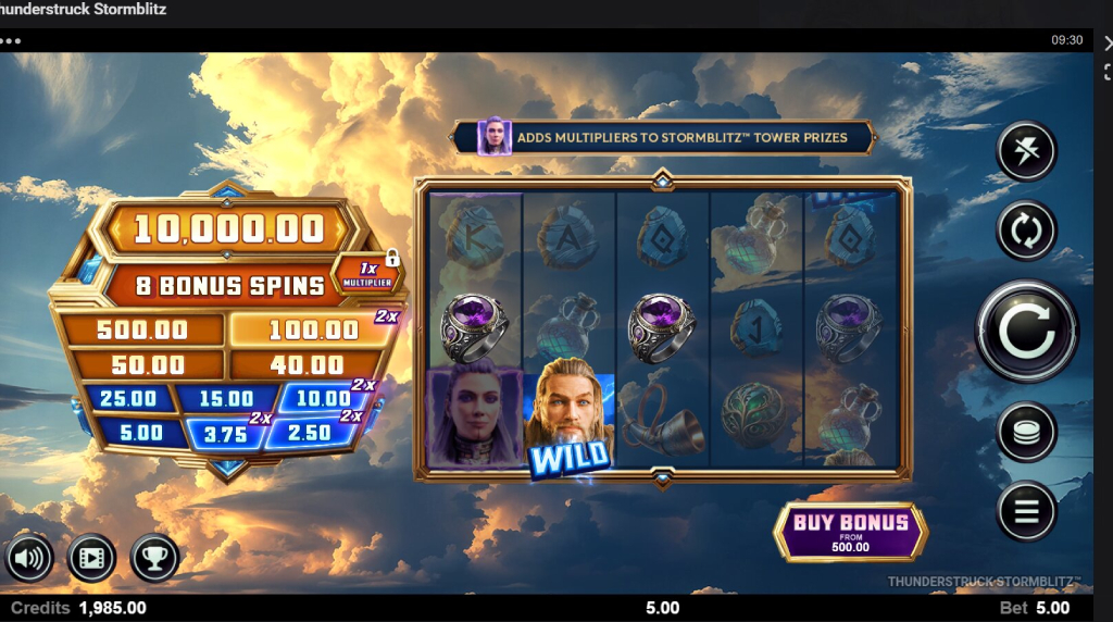 Screenshot from the New Thunderstruck Stormblitz Slot by Stormcraft Studios