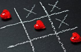 Tre i rad med hjärtan