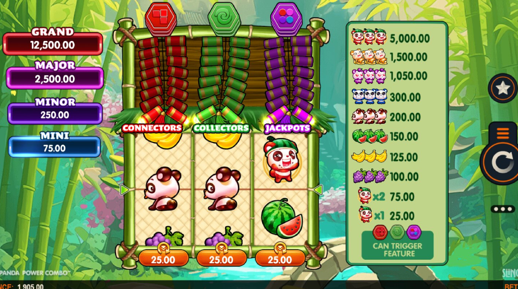 Screenshot from the New Wacky Panda Power Combo Slot by Slingshot Studios