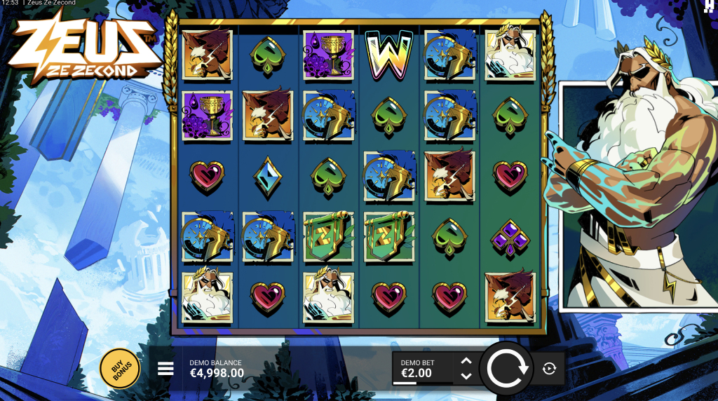 Skärmbild av det nya spelet Zeus Ze Zecond från Hacksaw Gaming