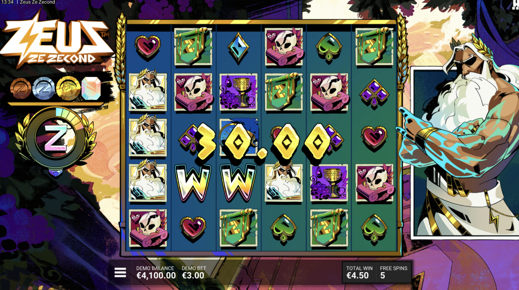 Skärmbild av bonusspelet Gods Ascension i Zeuz Ze Zecond