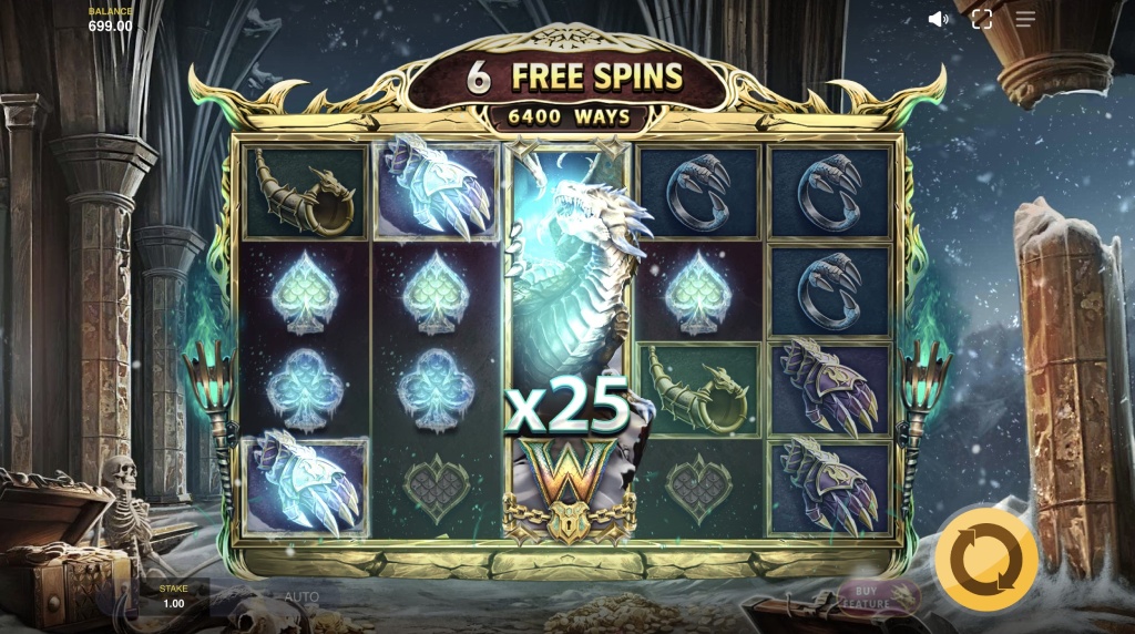 Skärmbild av free spins-spelet i Archdragon King