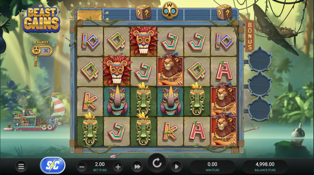 Skärmbild av det nya spelet Beast Gains från Relax Gaming.