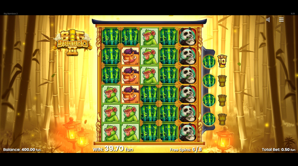 Screenshot from the free spins game of Big Bamboo 2
