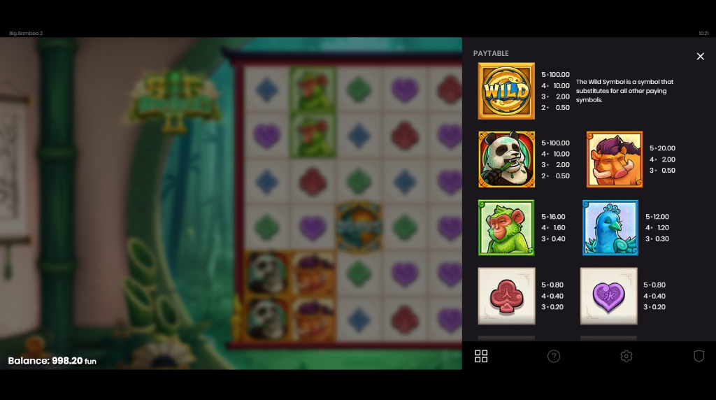 Screenshot from the Paytable of Big Bamboo 2