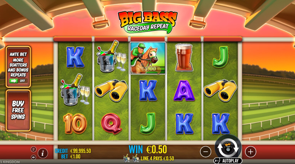 Screenshot from the New Big Bass Raceday Repeat Slot by Pragmatic Play