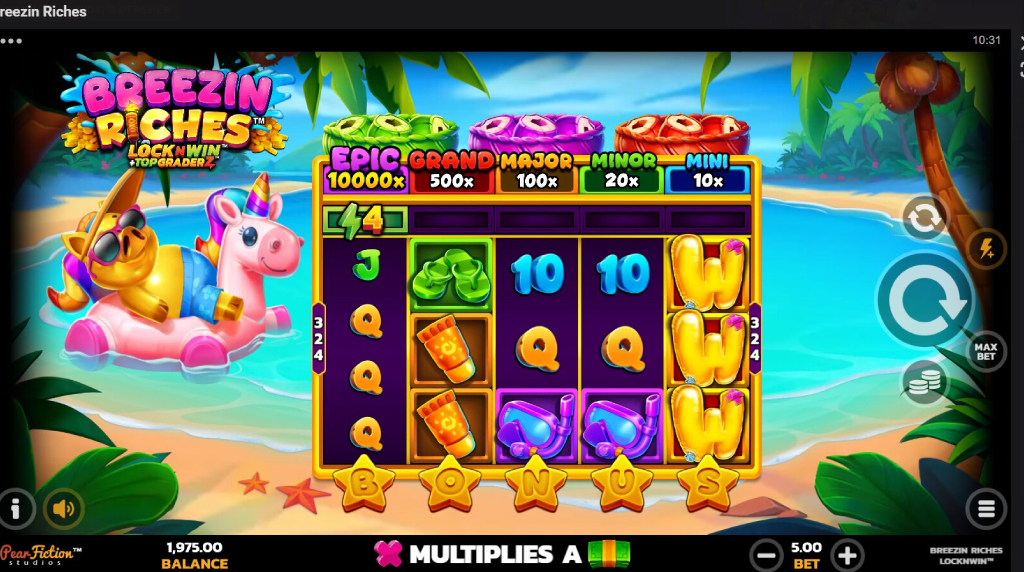 Screenshot from the New Breezin Riches Slot by PearFiction Studios