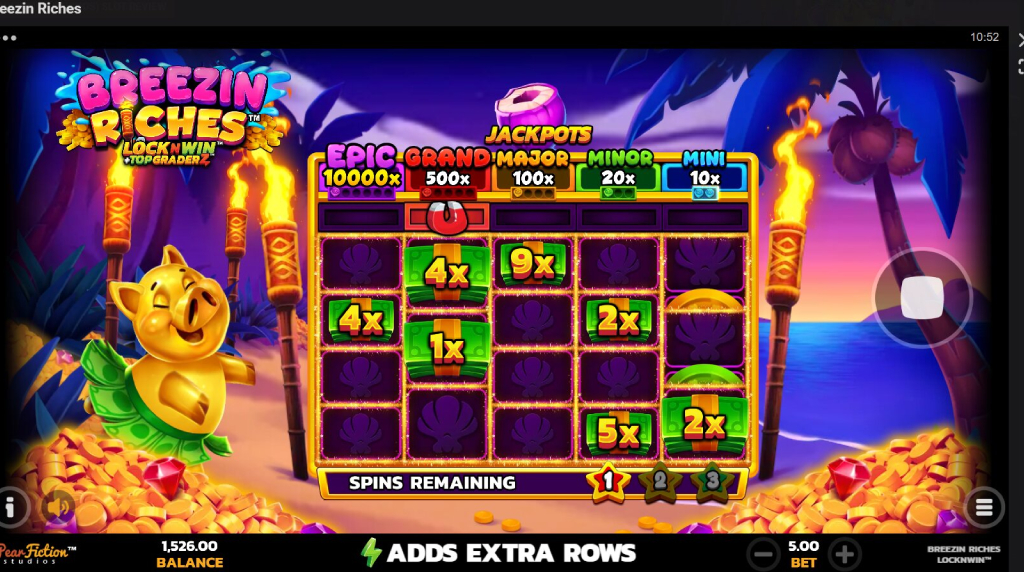 Screenshot from the LockNWin game of Breezin Riches