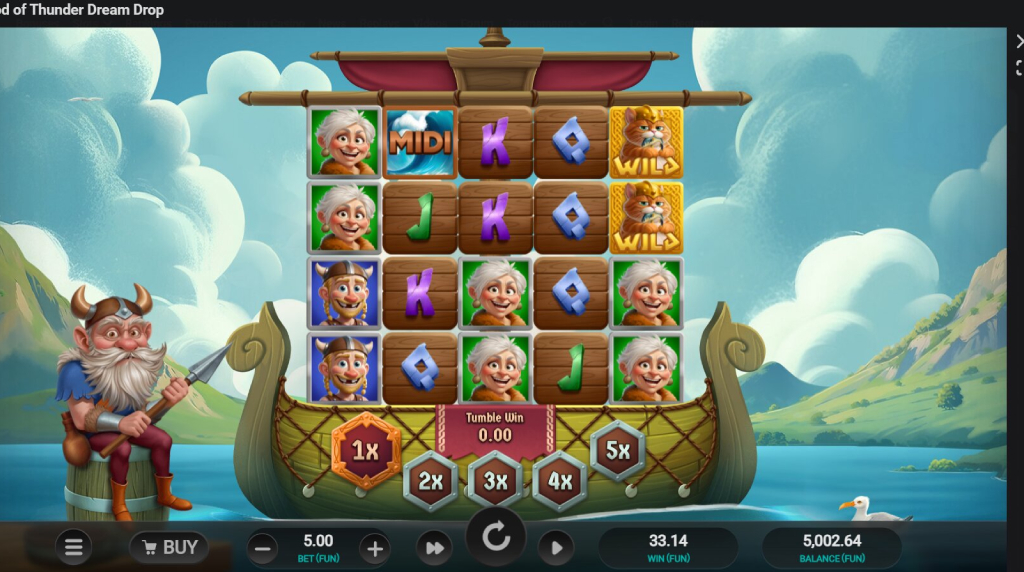 Screenshot from the New Cod of Thunder Dream Drop Slot by Relax Gaming