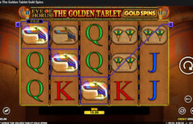 Screenshot from the New Eye of Horus the Golden Tablet Gold Spins Slot by Blueprint Gaming