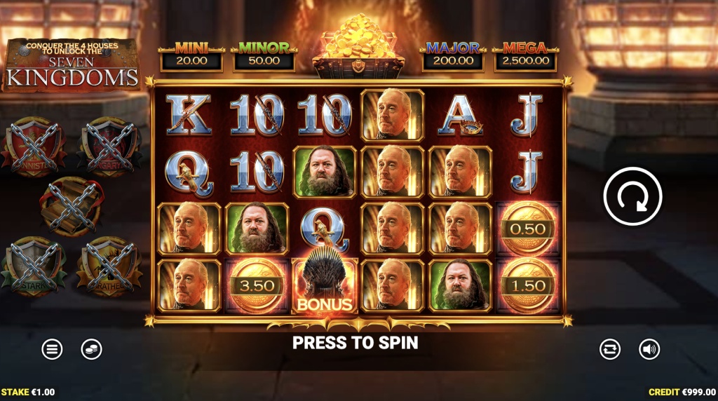 Skärmbild av det nya spelet Game of Thrones från Blueprint Gaming